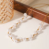 Wholesale Stainless Steel Geometric Beaded Double Layer Pearl Clavicle Necklace For Women With Electroplating