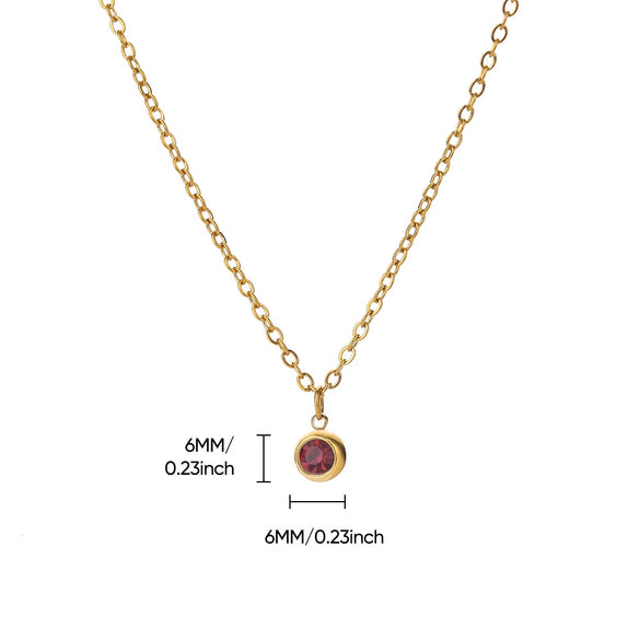 Wholesale Stainless Steel Geometric Birthstone Diamond Pendant Necklace For Women With Electroplating And Cross Chain