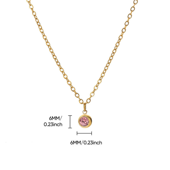Wholesale Stainless Steel Geometric Birthstone Diamond Pendant Necklace For Women With Electroplating And Cross Chain