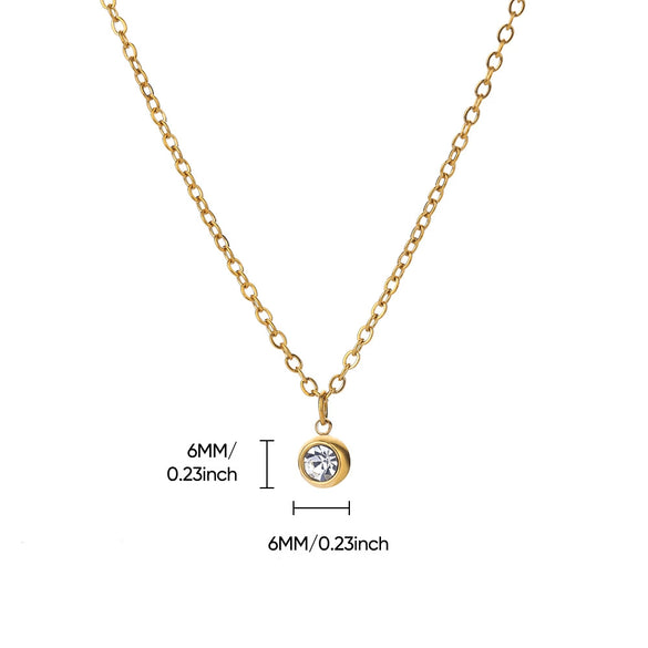 Wholesale Stainless Steel Geometric Birthstone Diamond Pendant Necklace For Women With Electroplating And Cross Chain