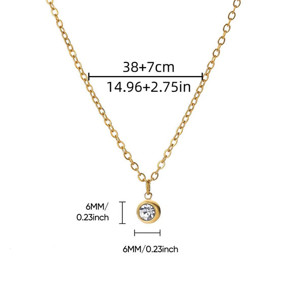 Wholesale Stainless Steel Geometric Birthstone Diamond Pendant Necklace For Women With Electroplating And Cross Chain