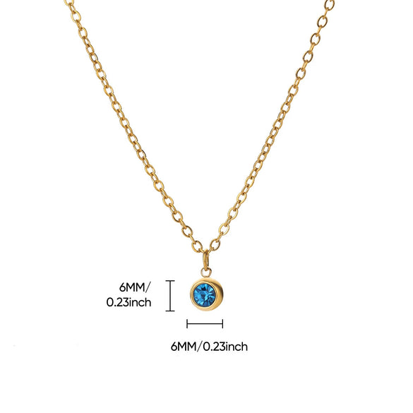 Wholesale Stainless Steel Geometric Birthstone Diamond Pendant Necklace For Women With Electroplating And Cross Chain