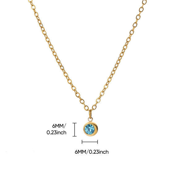 Wholesale Stainless Steel Geometric Birthstone Diamond Pendant Necklace For Women With Electroplating And Cross Chain