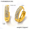 Wholesale 316L Stainless Steel Geometric Blue Turquoise Zircon Inlaid Handmade Electroplated Circle Snap Earrings For Women