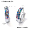Wholesale 316L Stainless Steel Geometric Blue Turquoise Zircon Inlaid Handmade Electroplated Circle Snap Earrings For Women
