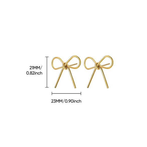 Wholesale Stainless Steel Geometric Bow Earrings With Electroplating