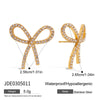 Wholesale Stainless Steel Geometric Bow Earrings With White Diamond Electroplated Light Luxury High End Non Fading Titanium Steel Jewelry For Women