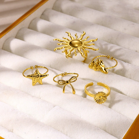 Wholesale Stainless Steel Geometric Bow Ring Jewelry With Electroplating For Women