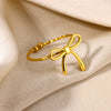 Wholesale Stainless Steel Geometric Bow Ring Jewelry With Electroplating For Women
