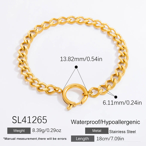Wholesale Stainless Steel Geometric Bracelet Chain Electroplated 18K Real Gold For Women