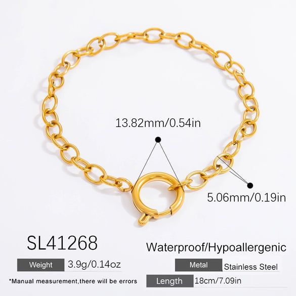 Wholesale Stainless Steel Geometric Bracelet Chain Electroplated 18K Real Gold For Women