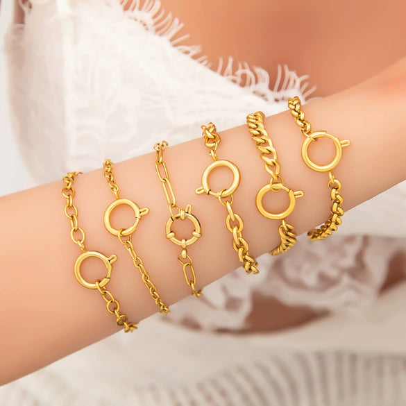 Wholesale Stainless Steel Geometric Bracelet Chain Electroplated 18K Real Gold For Women