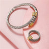 Wholesale Stainless Steel Geometric Bracelet Ring Set Electroplated Microinlaid Unisex Jewelry