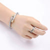 Wholesale Stainless Steel Geometric Bracelet Ring Set Electroplated Microinlaid Unisex Jewelry