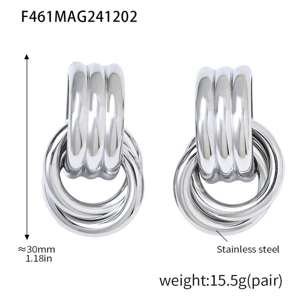 Wholesale 316L Stainless Steel Geometric C Shaped Pattern Pvd Electroplated Women's Earrings
