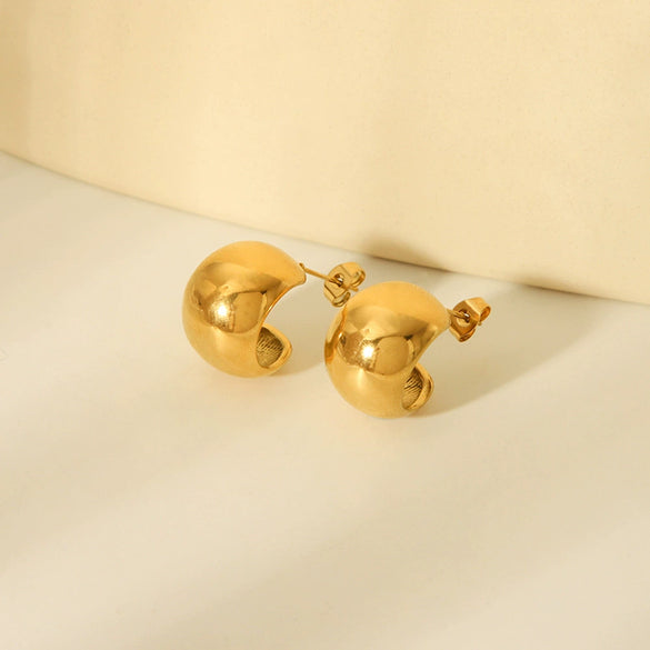 Wholesale Stainless Steel Geometric C Shaped Women's Earrings Electroplated