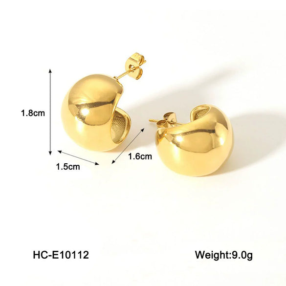 Wholesale Stainless Steel Geometric C Shaped Women's Earrings Electroplated