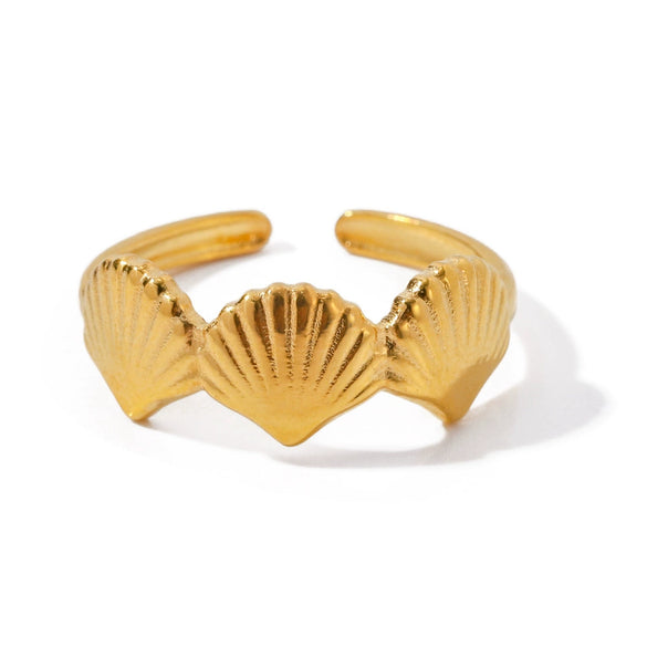 Wholesale Stainless Steel Geometric Carved Electroplated Ring Accessories Nonfading Inspired By French West Coast Beach Series