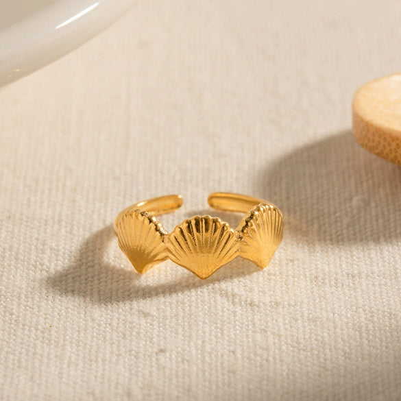 Wholesale Stainless Steel Geometric Carved Electroplated Ring Accessories Nonfading Inspired By French West Coast Beach Series
