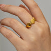 Wholesale Stainless Steel Geometric Carved Electroplated Ring Accessories Nonfading Inspired By French West Coast Beach Series