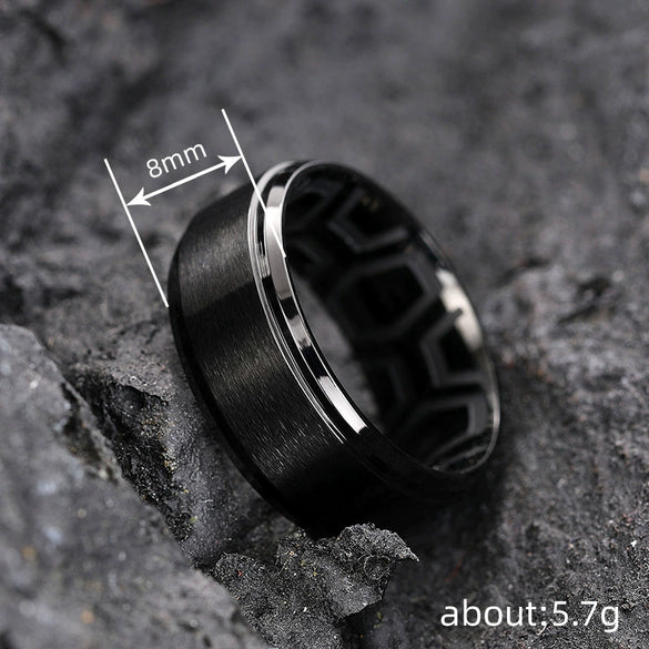 Wholesale Stainless Steel Geometric Carved Ring Unisex Simple Cold Style Electroplated
