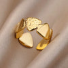 Wholesale Stainless Steel Geometric Casting Gold Inlaid Ring For Men And Women