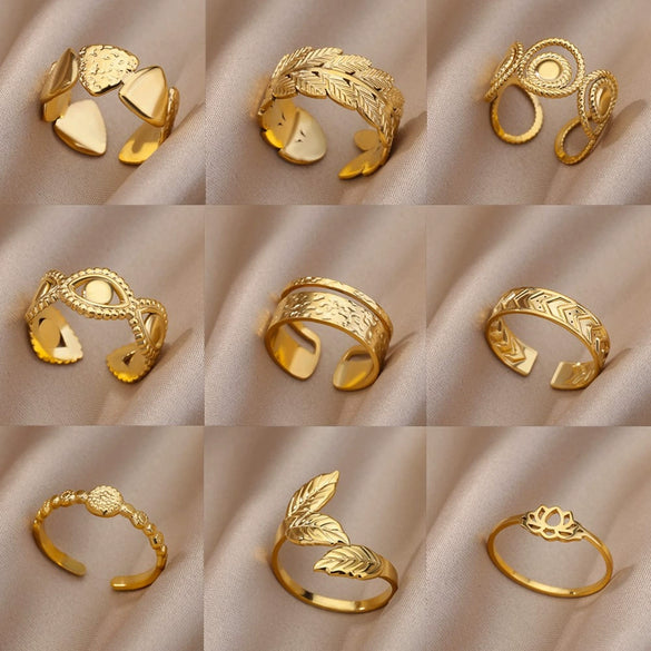 Wholesale Stainless Steel Geometric Casting Gold Inlaid Ring For Men And Women