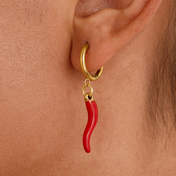 Wholesale Stainless Steel Geometric Chili Oil Drop Earrings For Women With Electroplating Non Fading