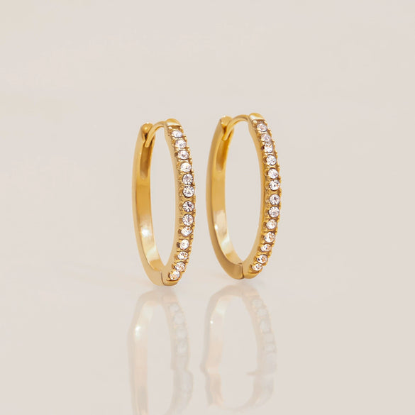 Wholesale Stainless Steel Geometric Circle Diamond Earrings For Women With Electroplating Light Luxury High End Non Fading Jewelry