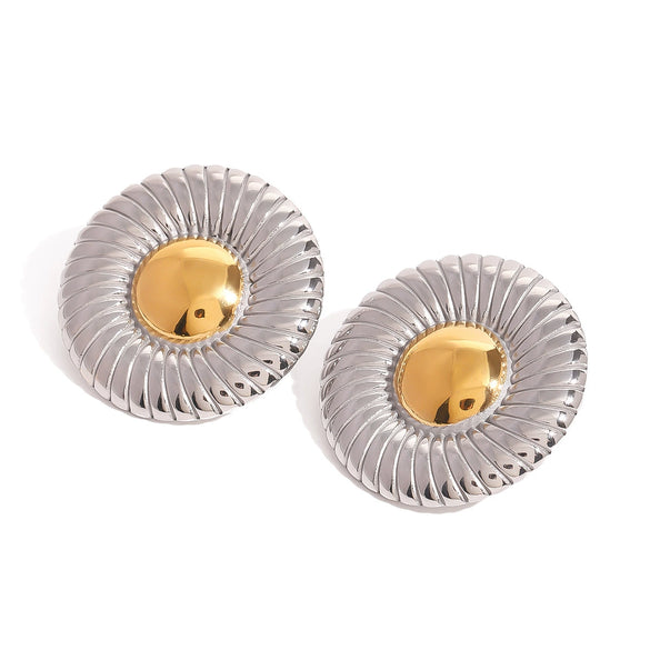 Wholesale Stainless Steel Geometric Circle Earrings With Electroplating For Women