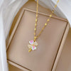 Wholesale Stainless Steel Geometric Clover Microencrusted Diamond Necklace For Women Elegant Style Clavicle Chain Accessories
