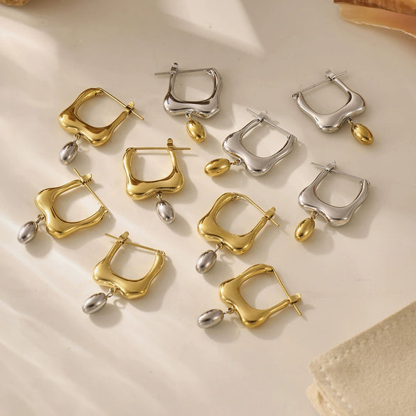Wholesale Stainless Steel Geometric Color Matching Earrings With Electroplating For Women