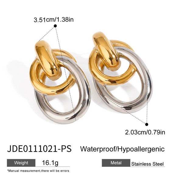 Wholesale Stainless Steel Geometric Colorblock Electroplated Women's Earrings