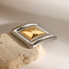 Wholesale Stainless Steel Geometric Contrast Color Brooch For Women With Electroplating High End Clothing Accessories With Anti Running Safety Pin