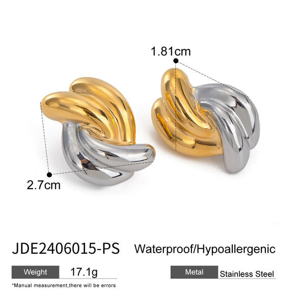 Wholesale Stainless Steel Geometric Contrast Color Earrings With Electroplating For Women