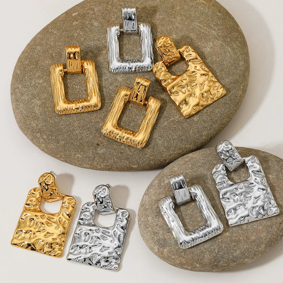 Wholesale Stainless Steel Geometric Creative Simple Light Luxury Niche Design Electroplated Earrings For Women