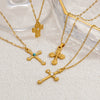 Wholesale Stainless Steel Geometric Cross Clavicle Chain Jewelry With 18K Gold Electroplating For Women