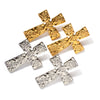 Wholesale Stainless Steel Geometric Cross Earrings With Electroplating And Pleated Design For Women