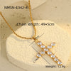 Wholesale Stainless Steel Geometric Cross Key Pendant Necklace With Rhinestone Electroplating For Women