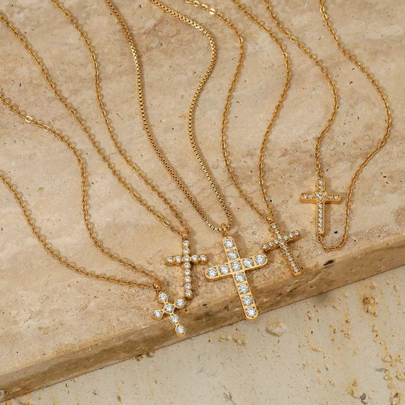 Wholesale Stainless Steel Geometric Cross Necklace With Electroplating O Word Chain Light Luxury And Gorgeous Temperament