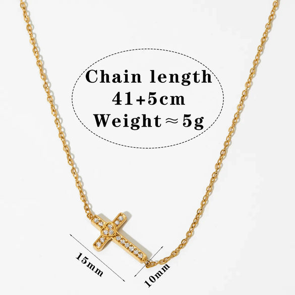 Wholesale Stainless Steel Geometric Cross Necklace With Electroplating O Word Chain Light Luxury And Gorgeous Temperament