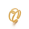 Wholesale Stainless Steel Geometric Cross Opening Adjustable Ring For Women 18K Gold Plated