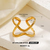 Wholesale Stainless Steel Geometric Cross Opening Ring With 18K Gold Plated Electroplating For Women Hip Hop Style
