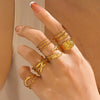 Wholesale Stainless Steel Geometric Cross Ring For Women With 18K Gold Plated Electroplating