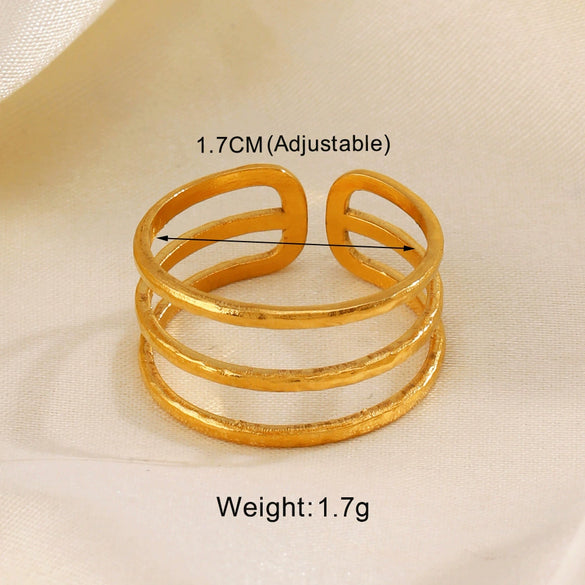 Wholesale Stainless Steel Geometric Cross Ring For Women With 18K Gold Plated Electroplating