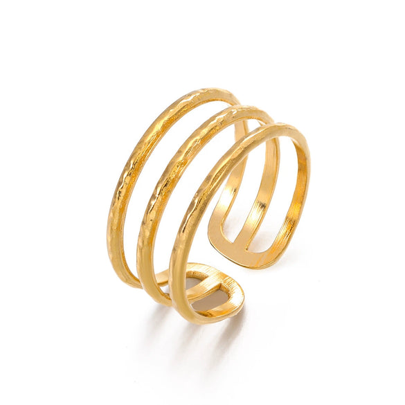 Wholesale Stainless Steel Geometric Cross Ring For Women With 18K Gold Plated Electroplating