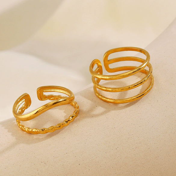 Wholesale Stainless Steel Geometric Cross Ring For Women With 18K Gold Plated Electroplating