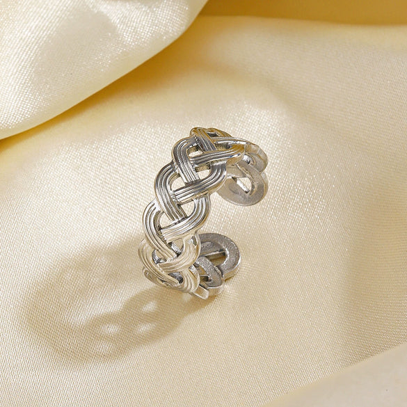 Wholesale Stainless Steel Geometric Cross Ring For Women With Real Gold Electroplating