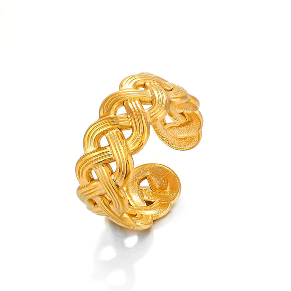 Wholesale Stainless Steel Geometric Cross Ring For Women With Real Gold Electroplating