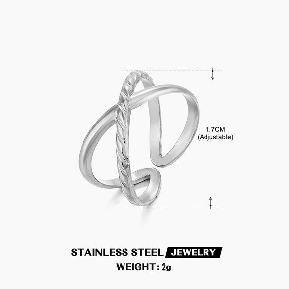 Wholesale Stainless Steel Geometric Cross Ring Gold Plated
